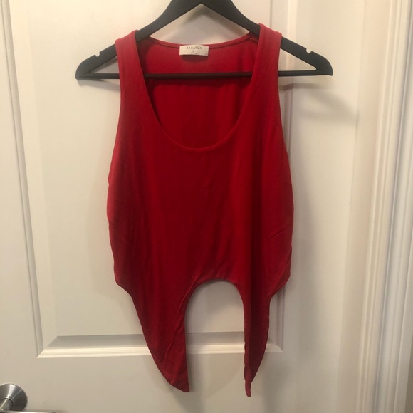 Aritzia Babaton red tie front tank top - Picture 3 of 5